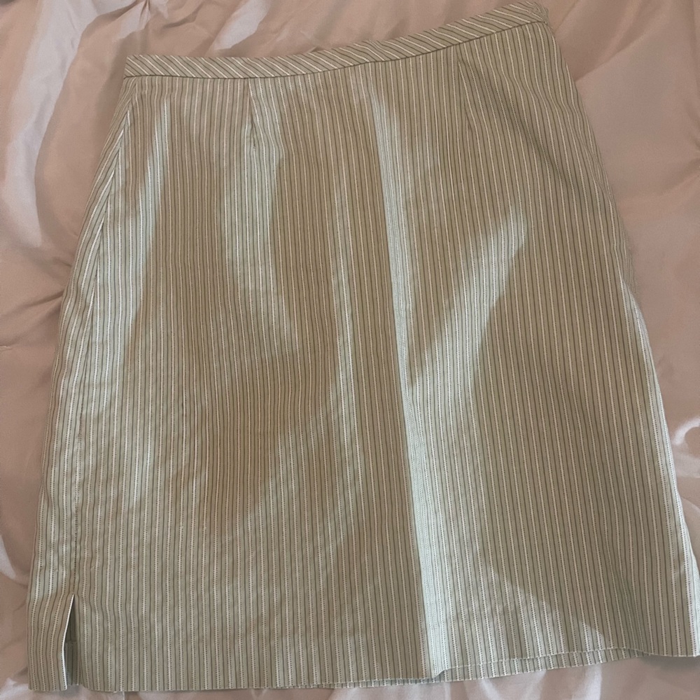 Sage green stripe print mini skirt